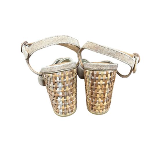 Soludos Tan Wicker Block Heeled Olivia Suede Ankle Strap Sandals - 7 - Picture 6 of 8